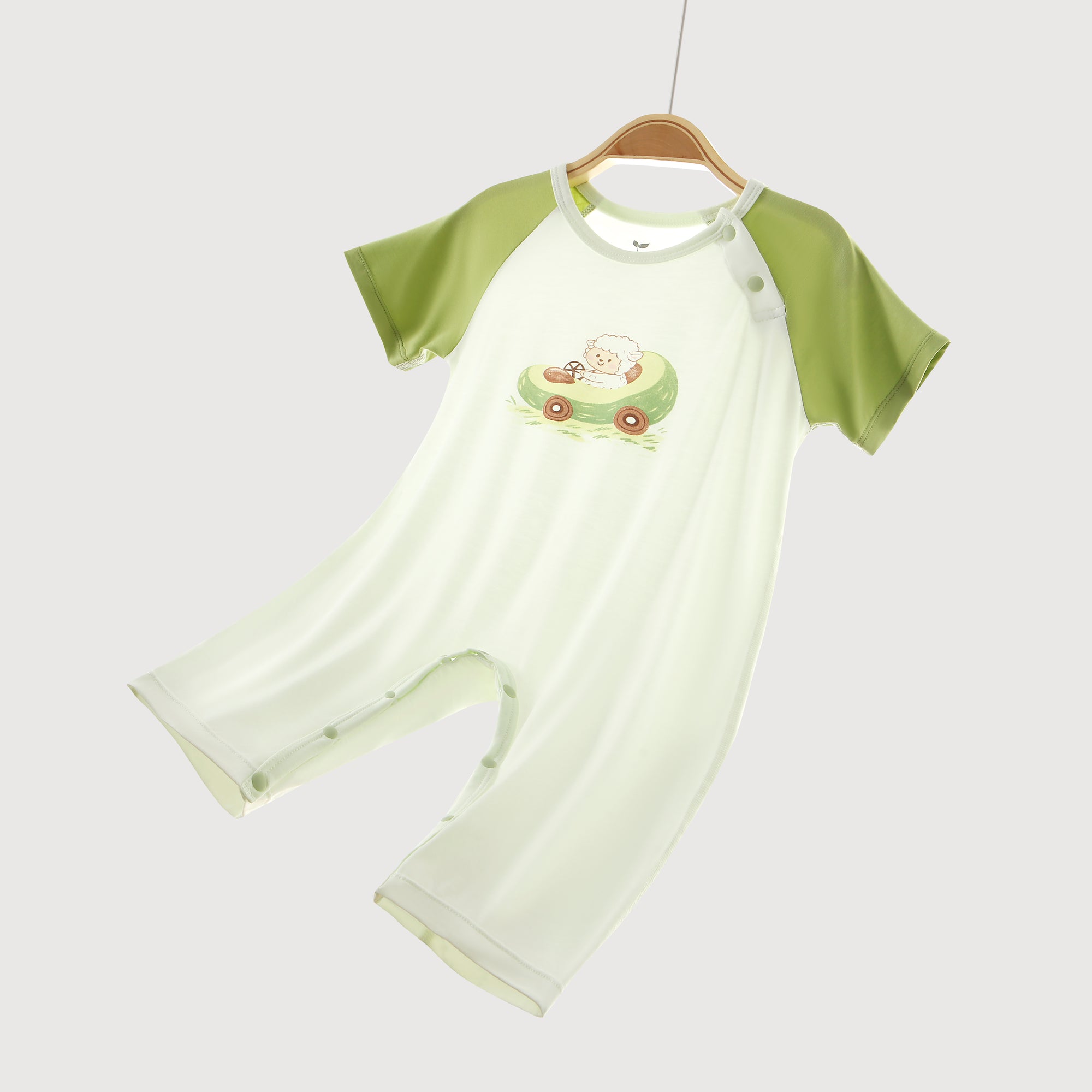 Little Plant Super Soft TENCEL Modal Romper- Green - back view