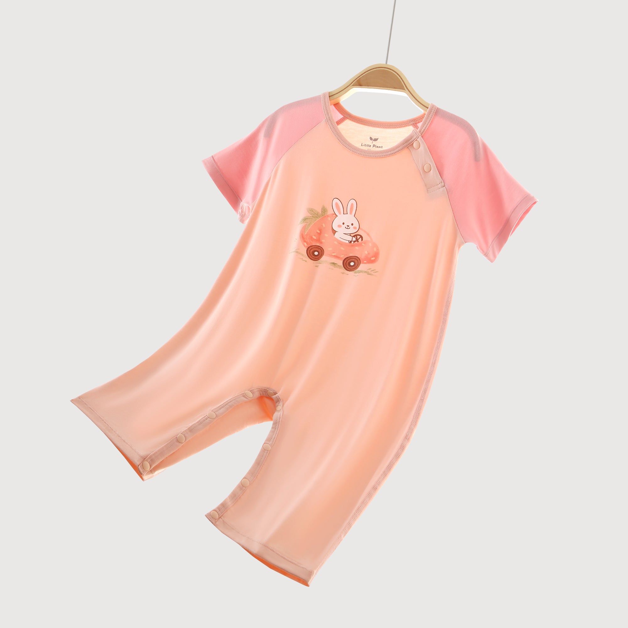 Little Plant Super Soft TENCEL Modal & Organic Cotton Romper- Pink - back view