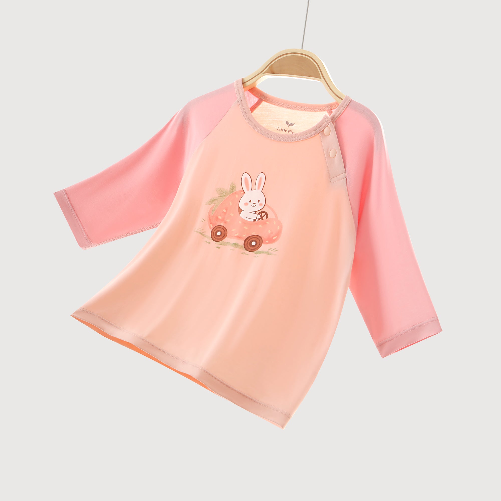Little Plant Toddler TENCEL Modal 3/4 Sleeve Pullover - Pink - back view