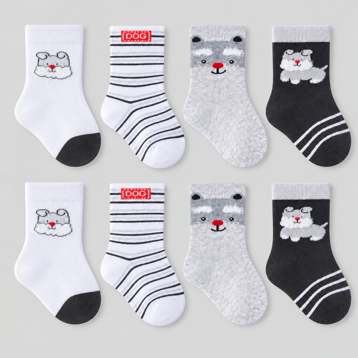Toddler Boys' 8pk Long-Staple Cotton Cute Animal Crew Socks