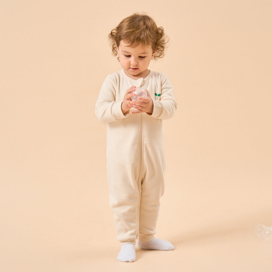 1.0 TOG Super Soft Organic Cotton 2-Way Zip Sleep & Play Pajama - Beige
