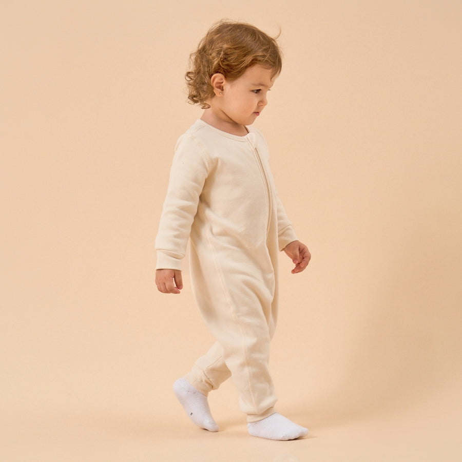 1.0 TOG Super Soft Organic Cotton 2-Way Zip Sleep & Play Pajama - Beige - back view