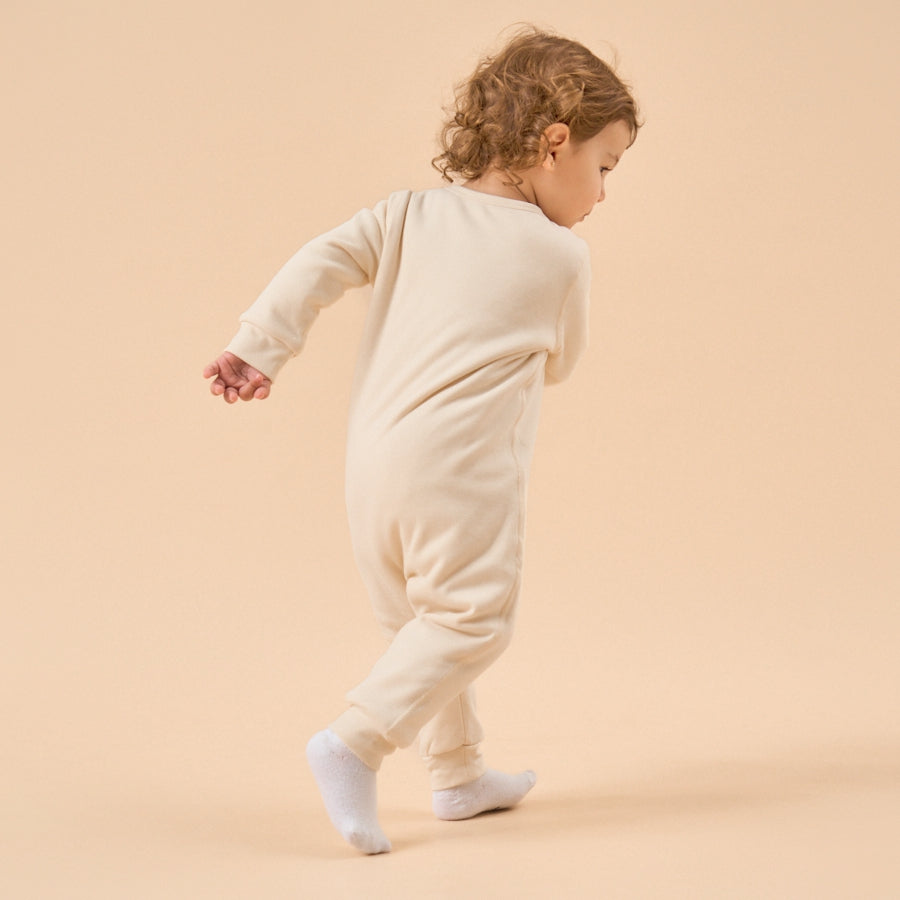 1.0 TOG Super Soft Organic Cotton 2-Way Zip Sleep & Play Pajama - Beige - lifestyle view