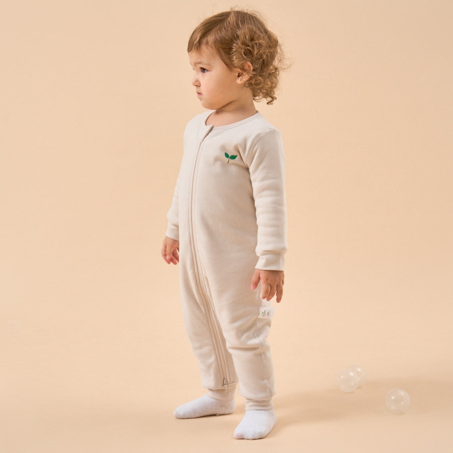 2.0 TOG Super Soft Organic Cotton 2-Way Zip Sleep & Play Pajama - Light Grey - back view