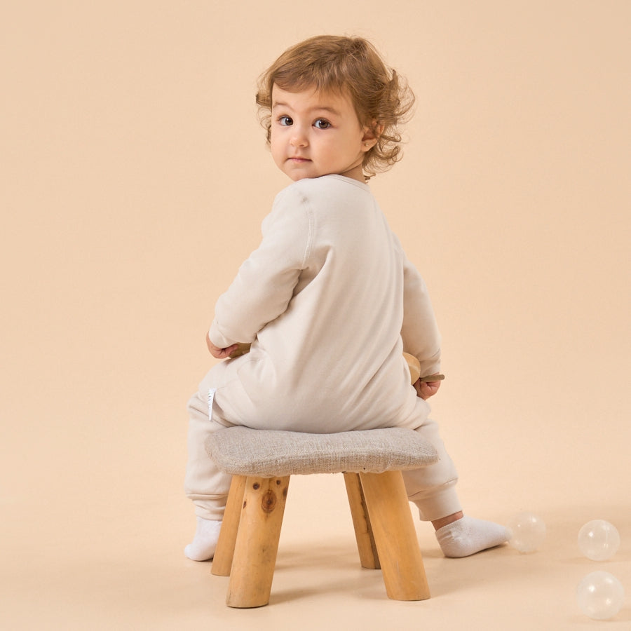 2.0 TOG Super Soft Organic Cotton 2-Way Zip Sleep & Play Pajama - Light Grey - lifestyle view