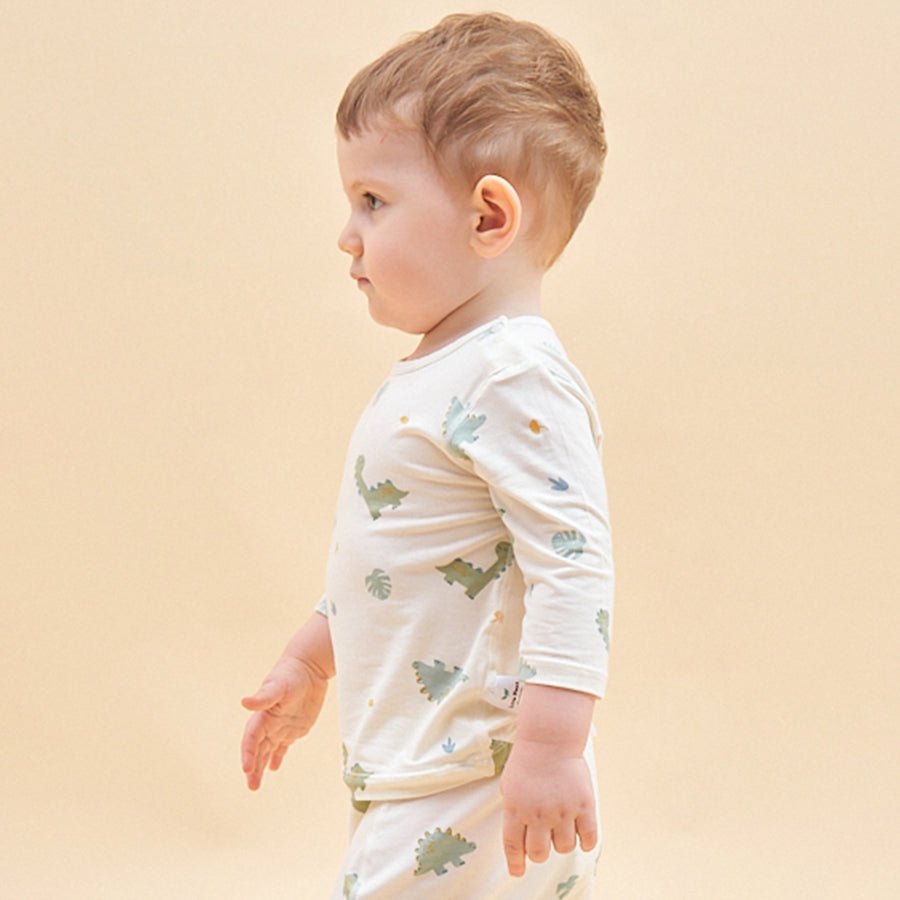 Silky Soft TENCEL Modal Long Sleeve Tee - Dinosaur - back view
