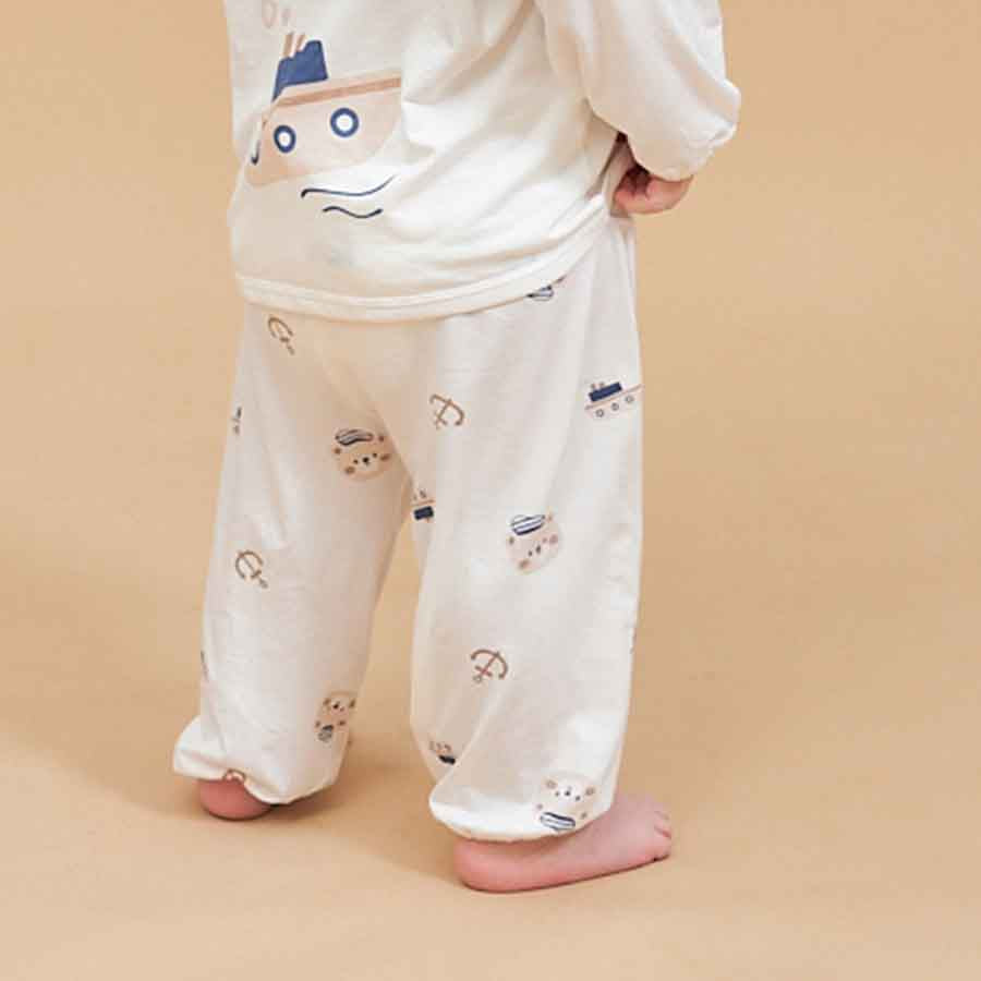 Silky Soft TENCEL Modal Long Pant - Navy Bear - detail view