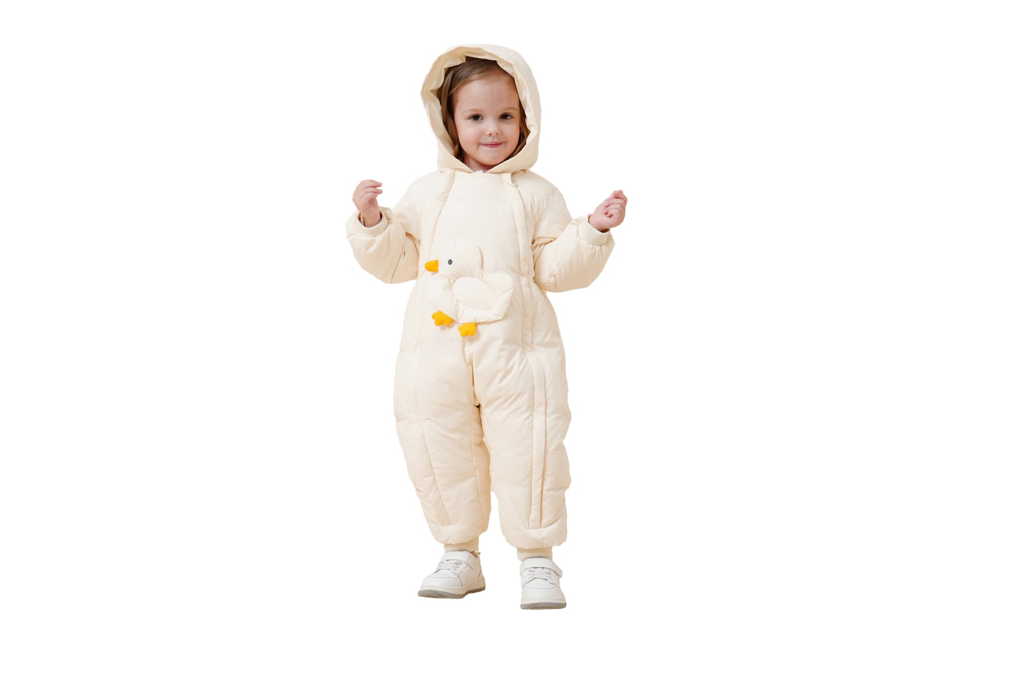 Premium White Muscovy Duck Down Dual Zipper Snowsuit- White Duckling