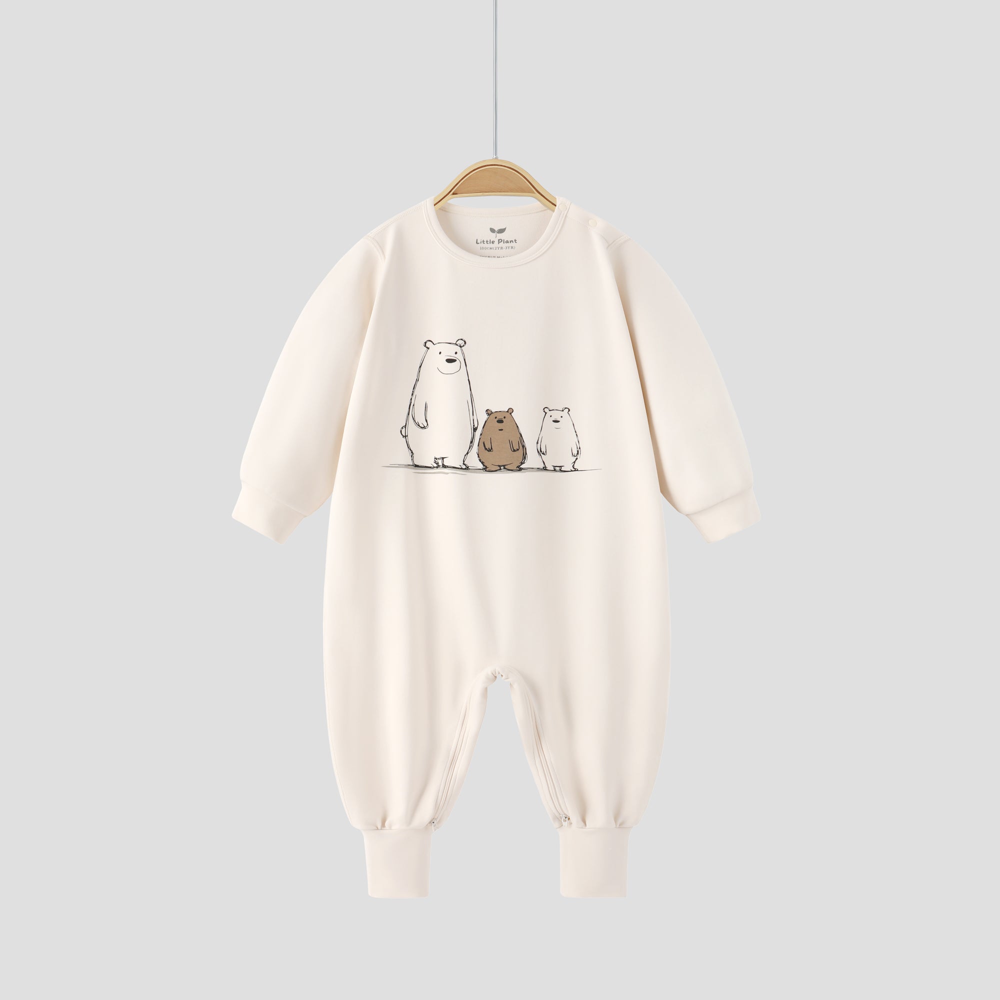 Super Soft TENCEL Modal & Organic Cotton Footie Crotch Zipper Pajama - Three Bear