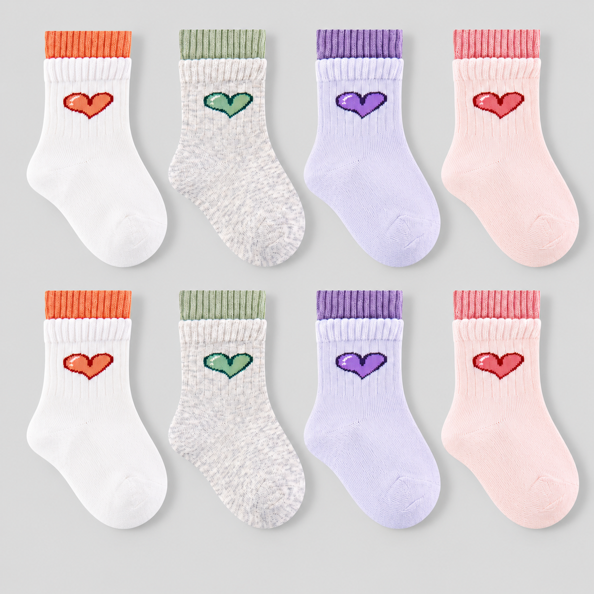 Toddler Girls' 8pk Heart Long-Staple Cotton Crew Socks