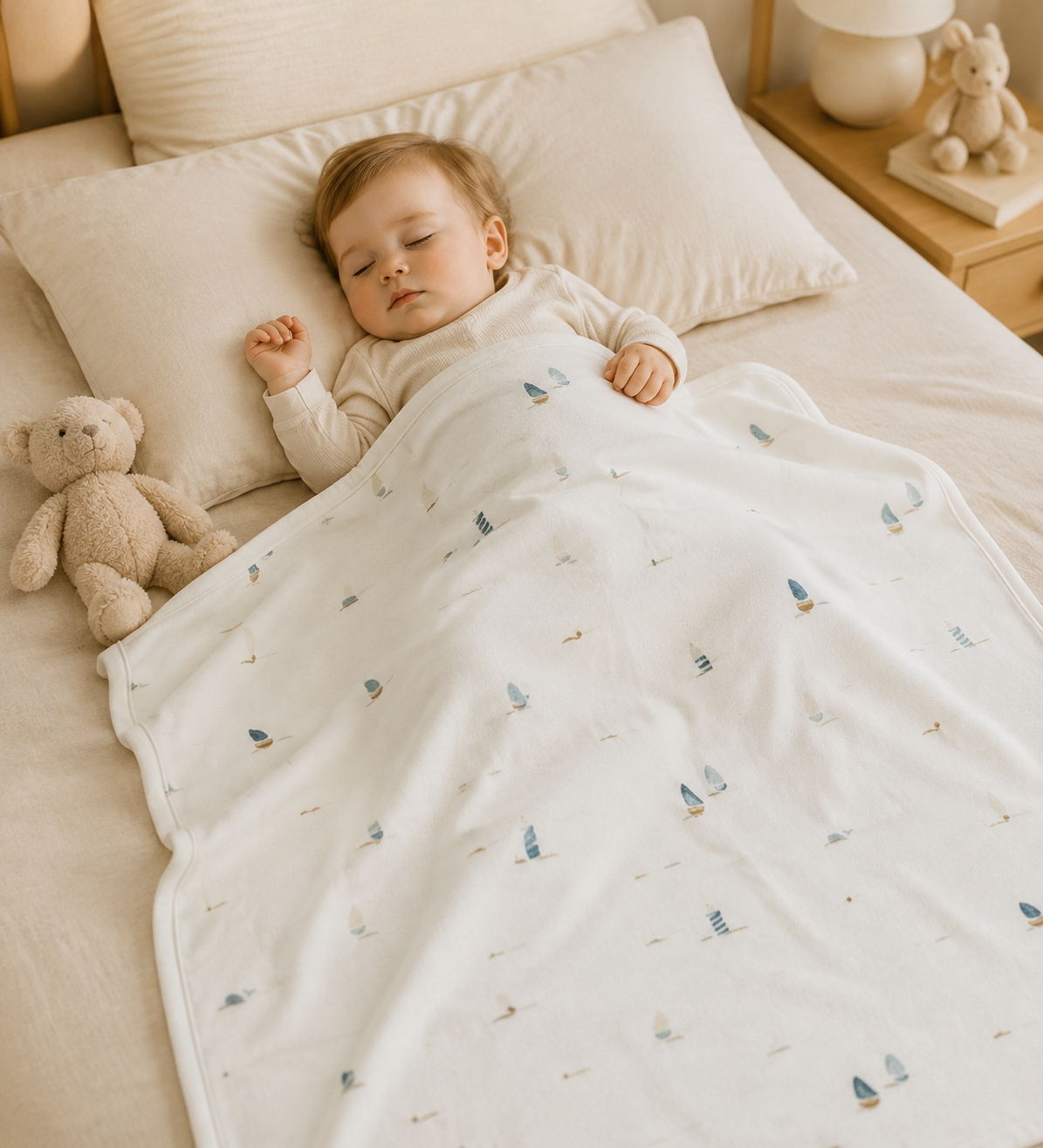 Baby Toddler Soft Pima Cotton Throw Blanket 36x48 in - Sailboat