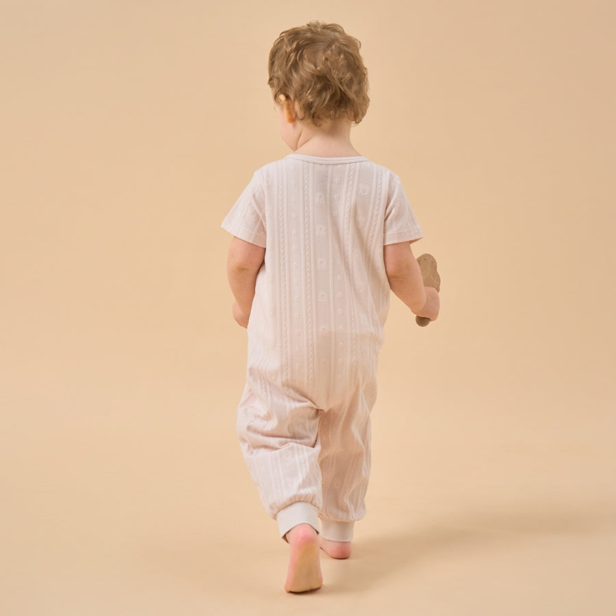 Baby Modal 2-Way Zip Pajamas Soft Sleepwear- Pink Bear - detail view