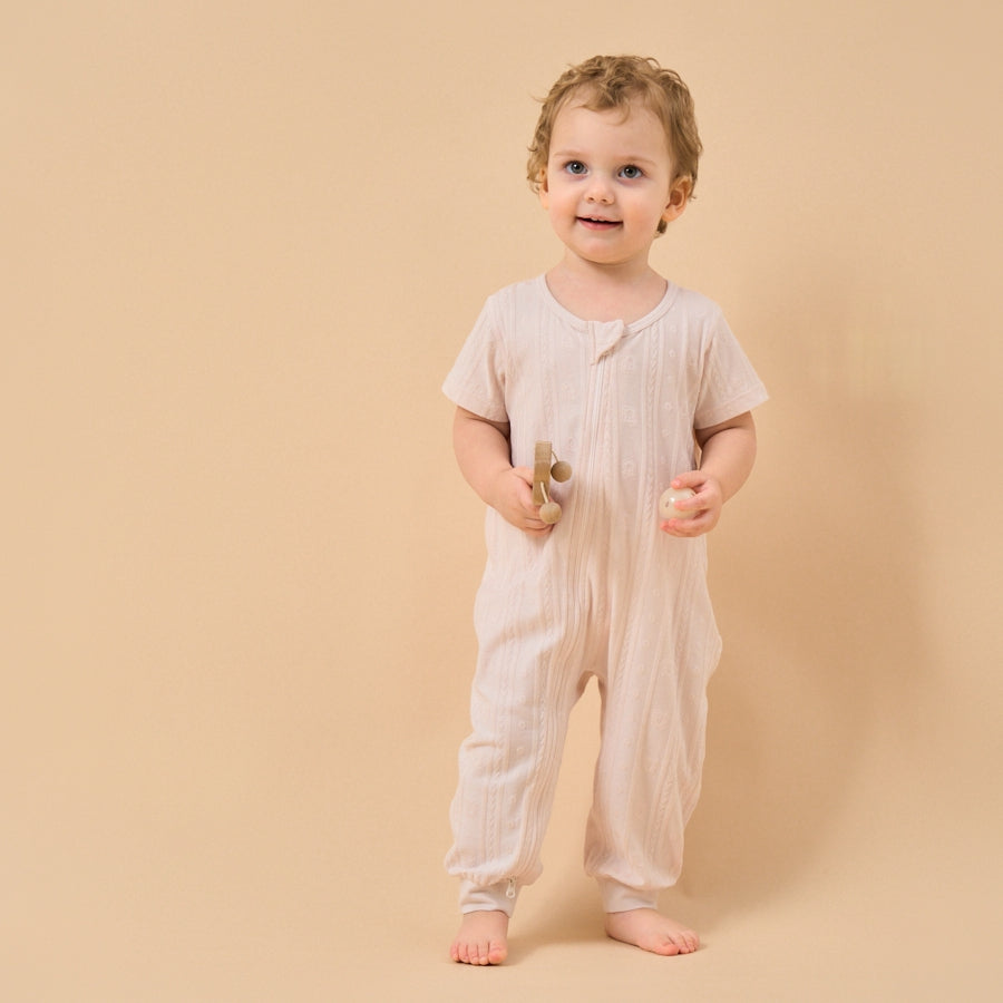 Baby Modal 2-Way Zip Pajamas Soft Sleepwear- Pink Bear