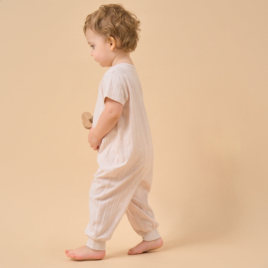 Baby Modal 2-Way Zip Pajamas Soft Sleepwear- Pink Bear - lifestyle view