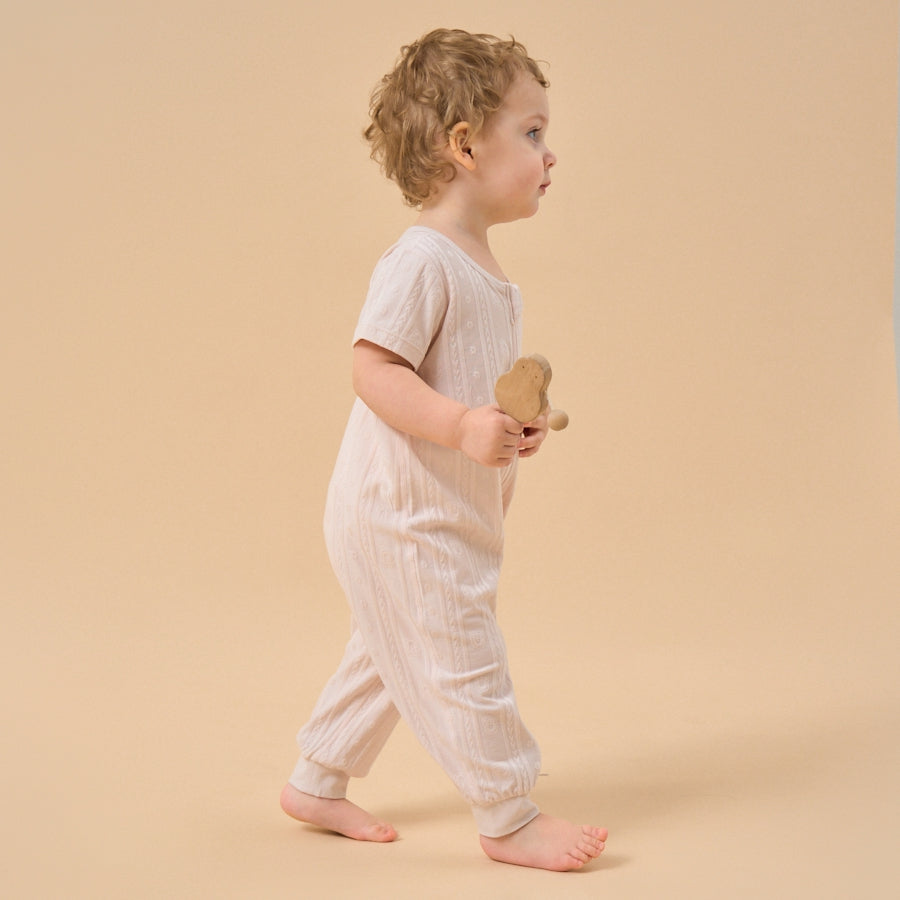 Baby Modal 2-Way Zip Pajamas Soft Sleepwear- Pink Bear - alternate view