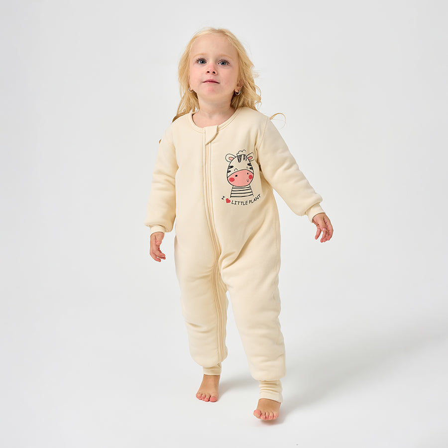 1.0T Super Soft Footie Two-way Zipper Padded Pajama - Little Zebra