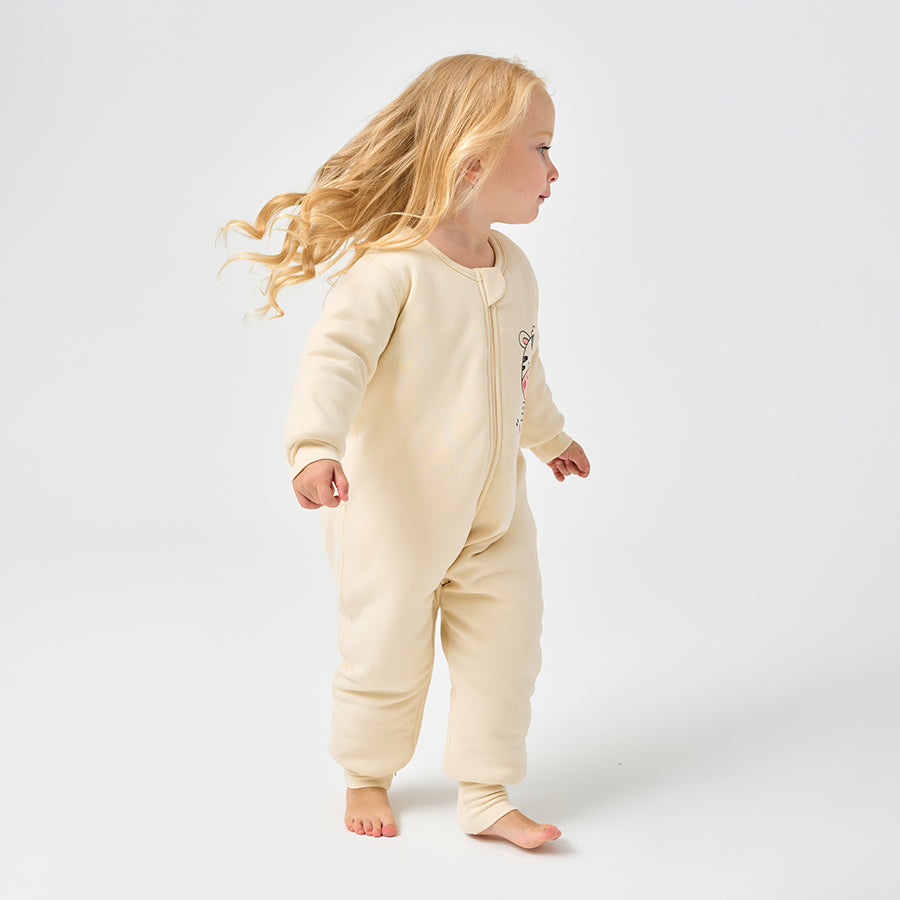 1.0T Super Soft Footie Two-way Zipper Padded Pajama - Little Zebra - close-up view