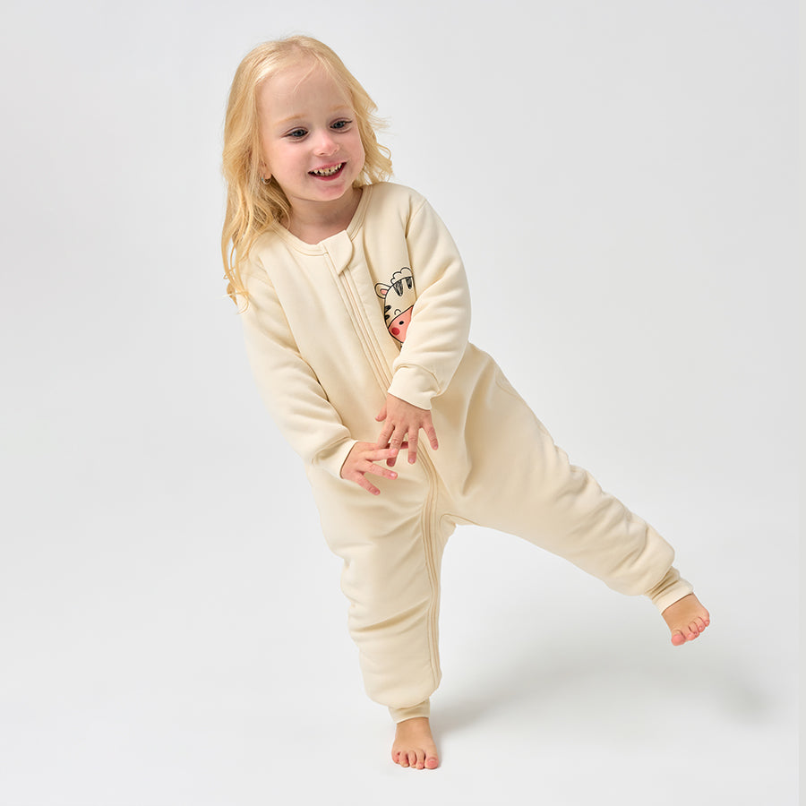 2.0T Super Soft Footie Two-way Zipper Padded Pajama - Little Zebra