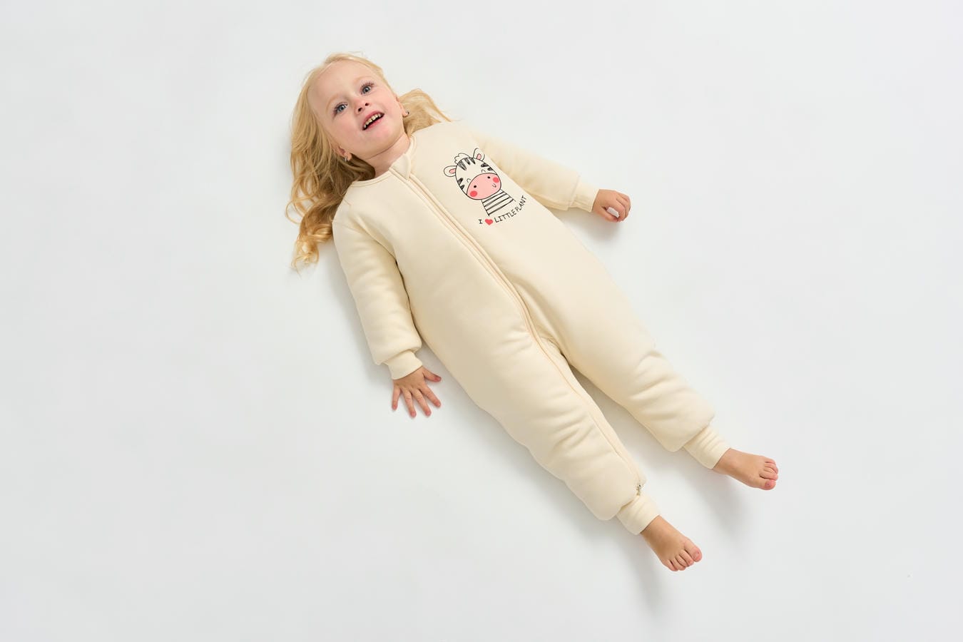 2.0T Super Soft Footie Two-way Zipper Padded Pajama - Little Zebra - view 7