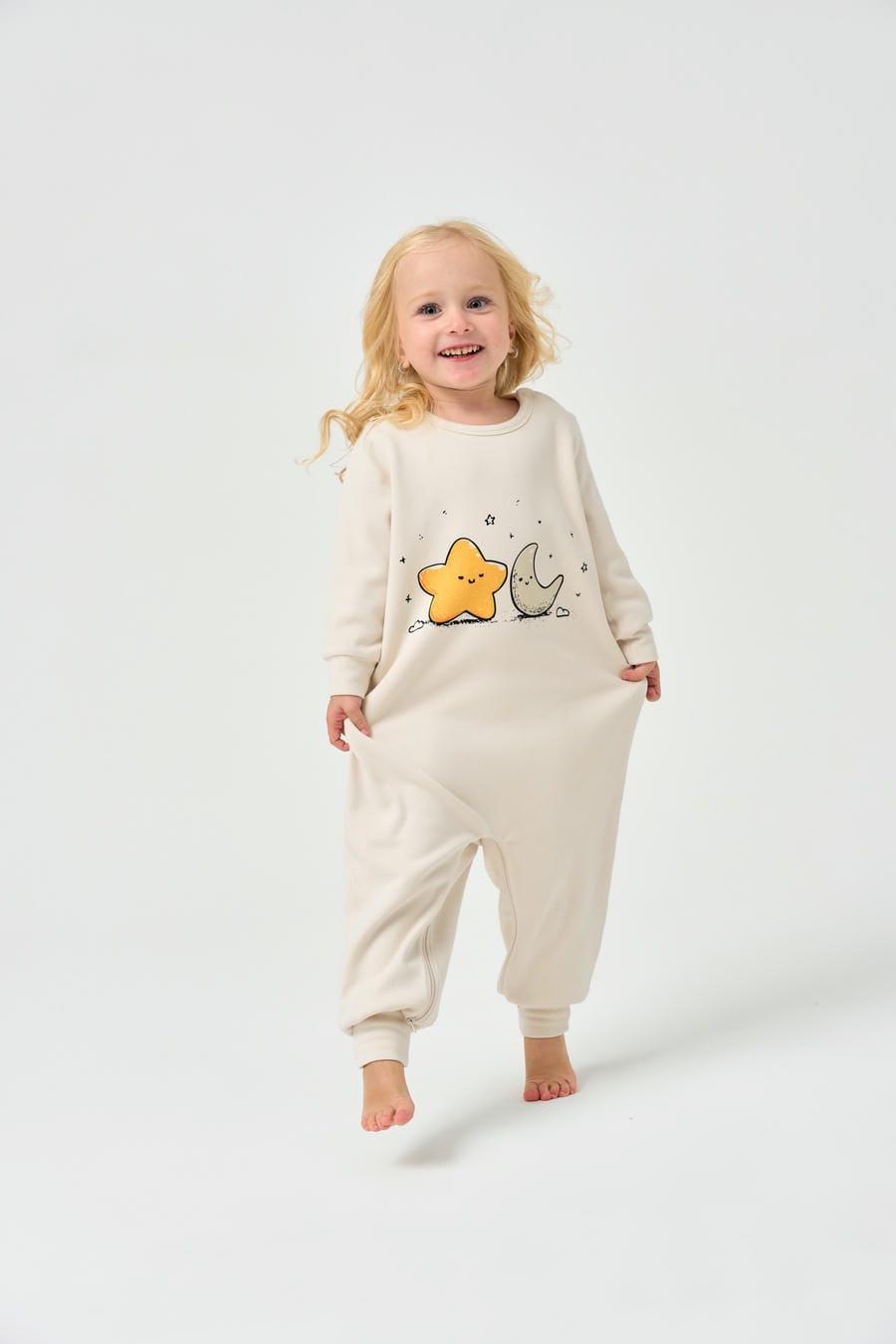 Double Layer Super Soft TENCEL Modal & Organic Cotton Footie Crotch Zipper Pajama - Star&Cloud