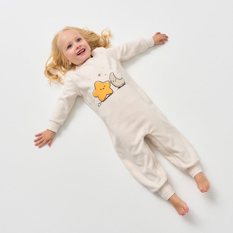 Double Layer Super Soft TENCEL Modal & Organic Cotton Footie Crotch Zipper Pajama - Star&Cloud - lifestyle view