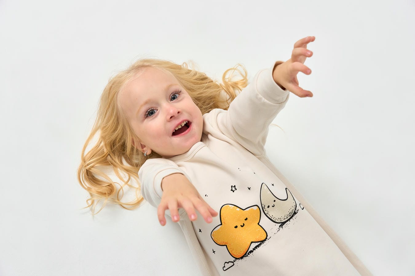 Double Layer Super Soft TENCEL Modal & Organic Cotton Footie Crotch Zipper Pajama - Star&Cloud - alternate view