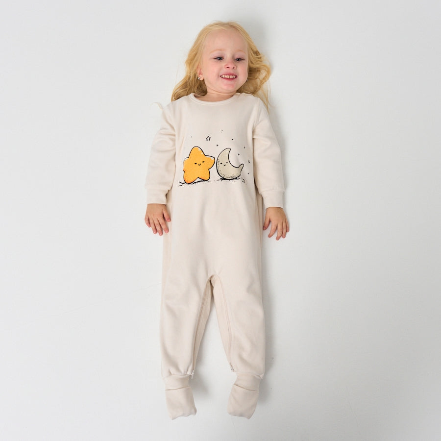 Double Layer Super Soft TENCEL Modal & Organic Cotton Footie Crotch Zipper Pajama - Star&Cloud - view 7