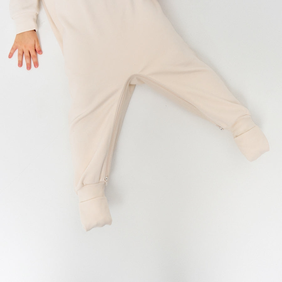 Double Layer Super Soft TENCEL Modal & Organic Cotton Footie Crotch Zipper Pajama - Star&Cloud - back view