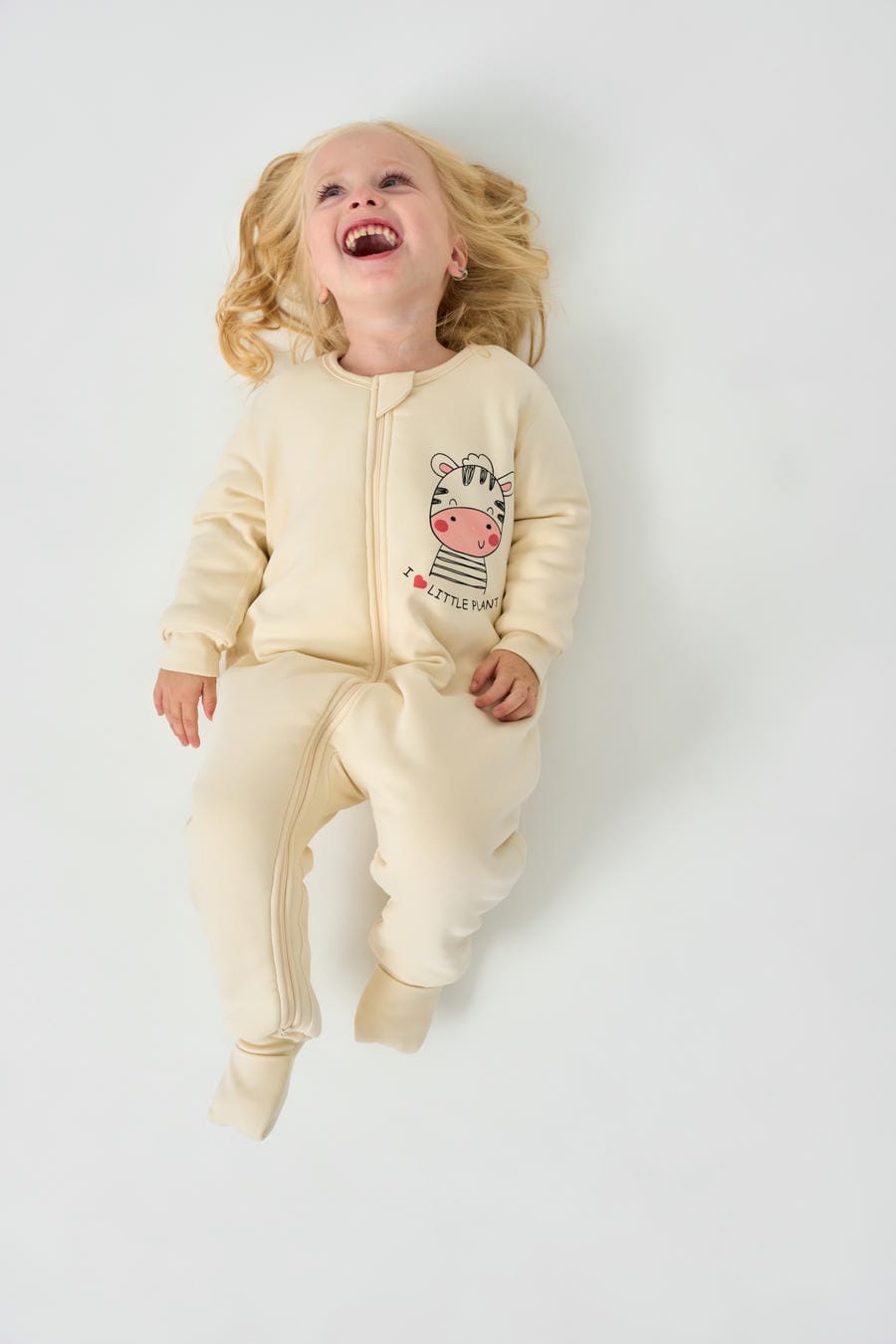 1.0T Super Soft Footie Two-way Zipper Padded Pajama - Little Zebra - back view