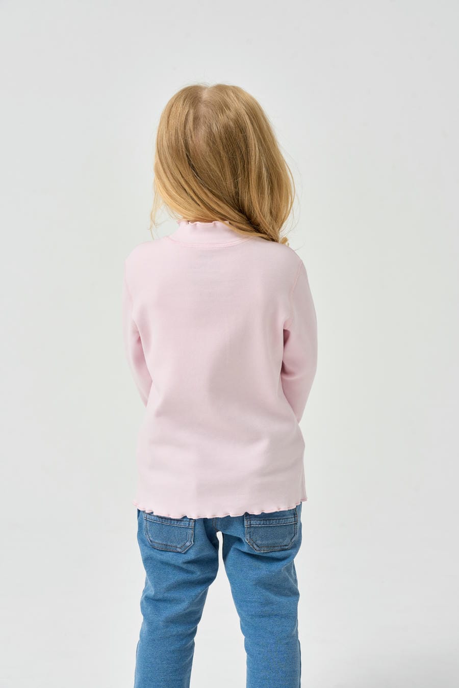 Long Sleeve Slim Fit Mock Neck Top - Pink - close-up view