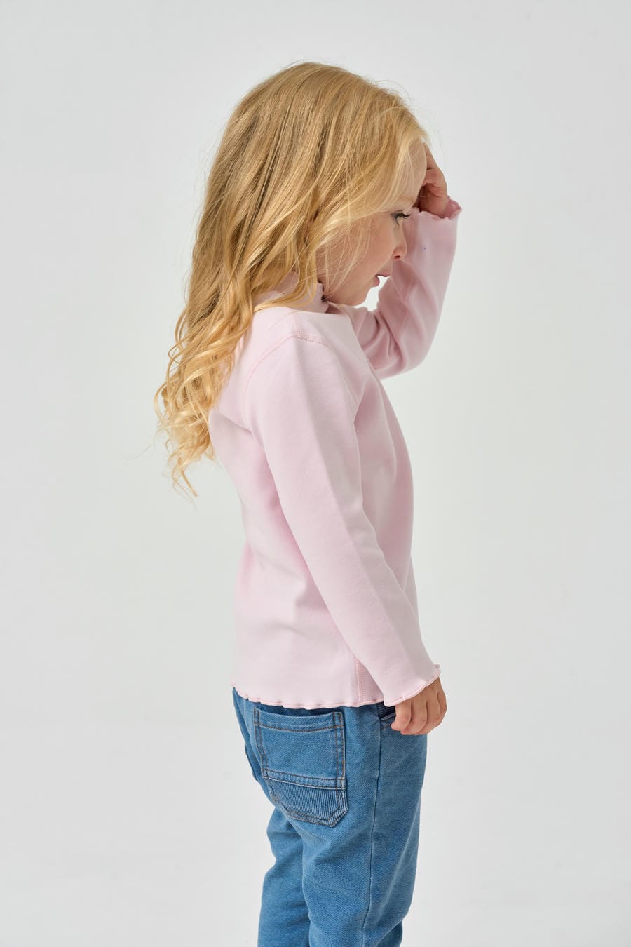 Long Sleeve Slim Fit Mock Neck Top - Pink - lifestyle view