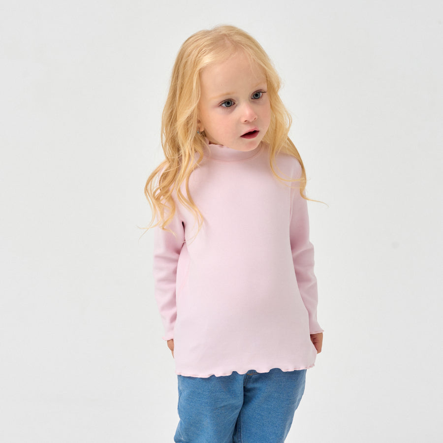 Long Sleeve Slim Fit Mock Neck Top - Pink - back view