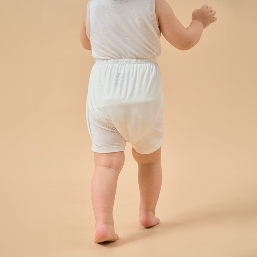 Silky Soft TENCEL Modal Jacquard Short Pant - White Panda - back view