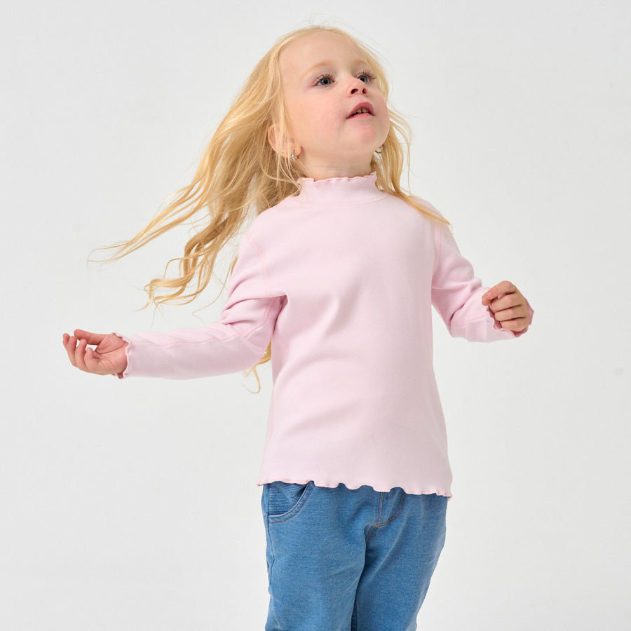 Long Sleeve Slim Fit Mock Neck Top - Pink - alternate view