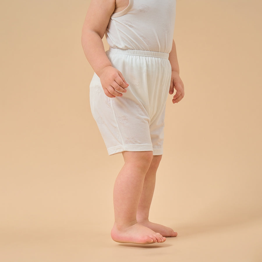 Silky Soft TENCEL Modal Jacquard Short Pant - White Panda - detail view