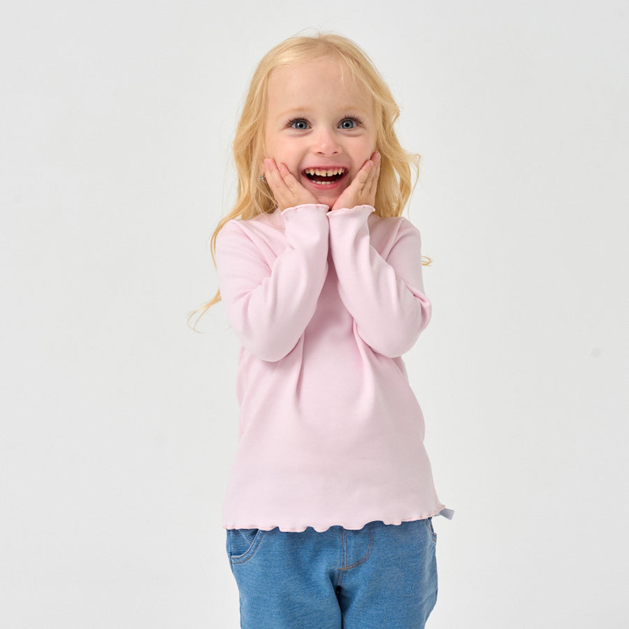 Long Sleeve Slim Fit Mock Neck Top - Pink - view 8