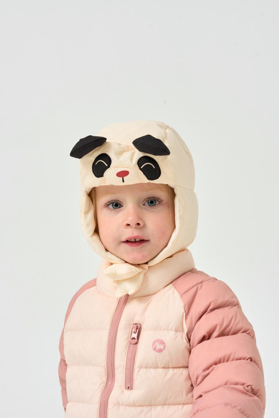 Kids Panda White Duck Down Winter Hat - alternate view