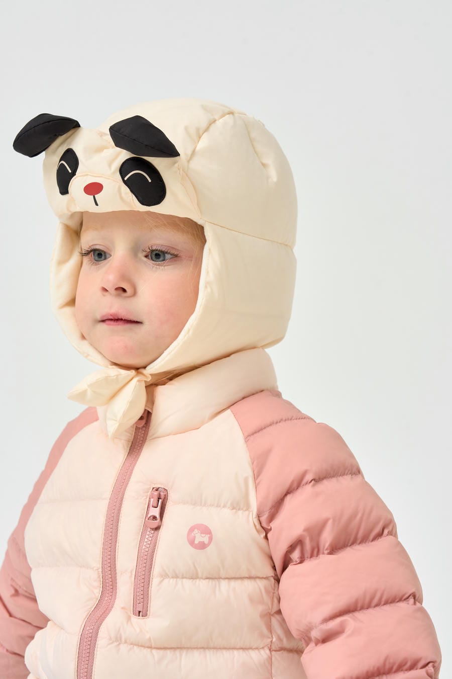 Kids Panda White Duck Down Winter Hat - back view
