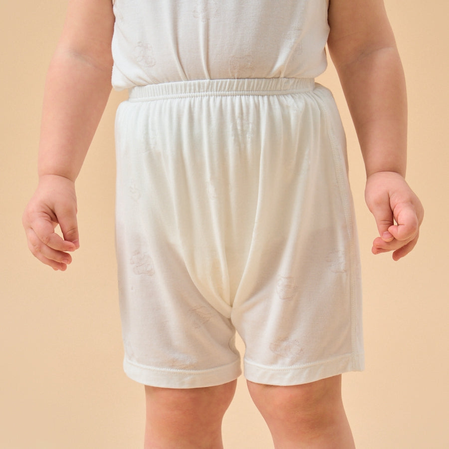 Silky Soft TENCEL Modal Jacquard Short Pant - White Panda
