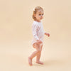 Silky Soft TENCEL Modal Long Sleeve Bodysuit - Pink Heart - close-up view