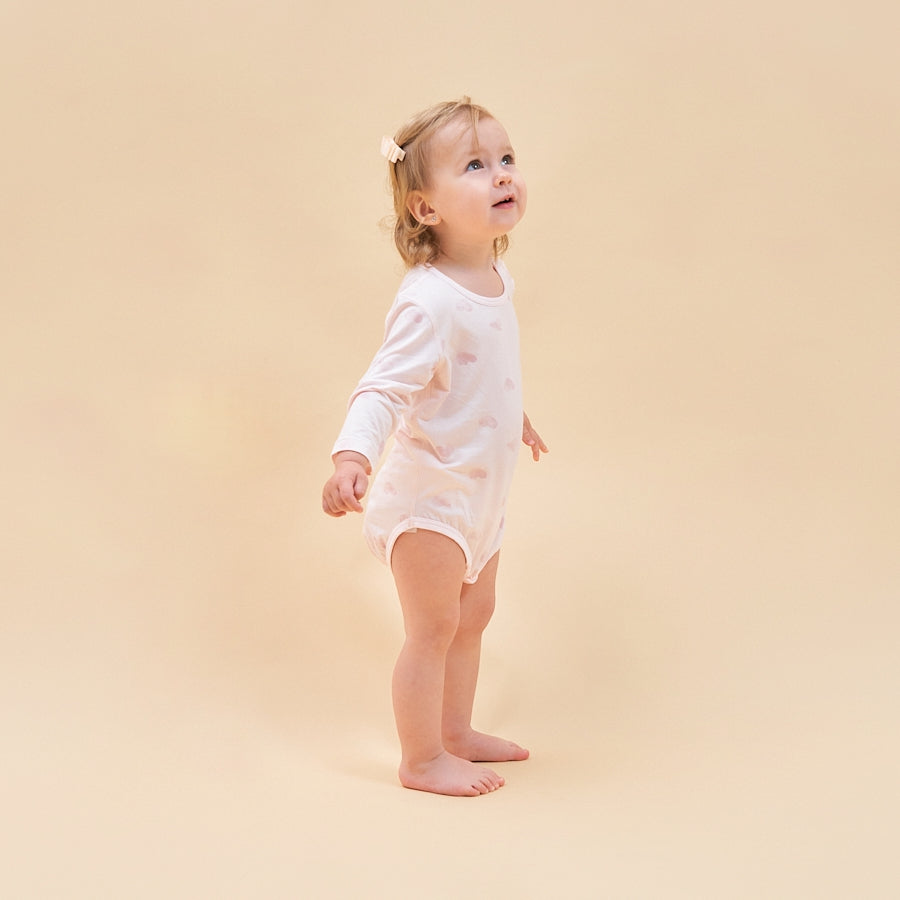 Silky Soft TENCEL Modal Long Sleeve Bodysuit - Pink Heart