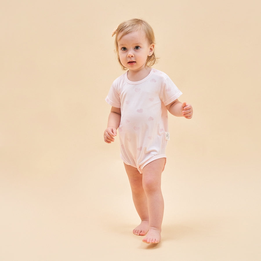 Silky Soft TENCEL Modal Bodysuit - Pink Heart - back view