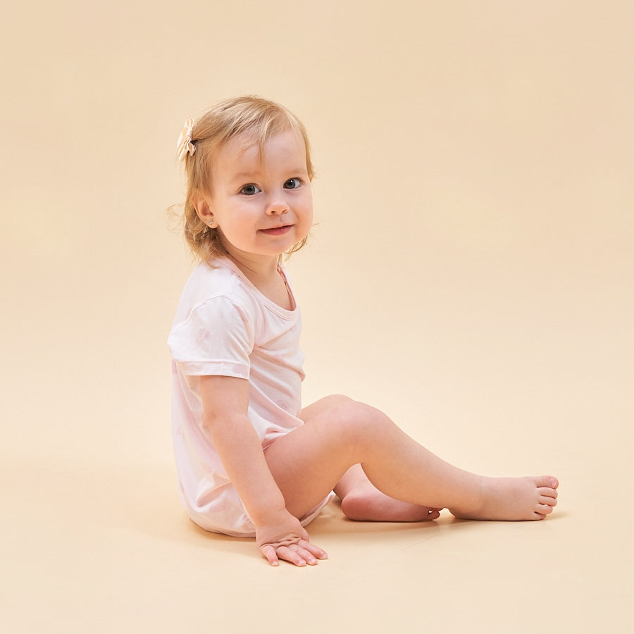 Silky Soft TENCEL Modal Bodysuit - Pink Heart - close-up view