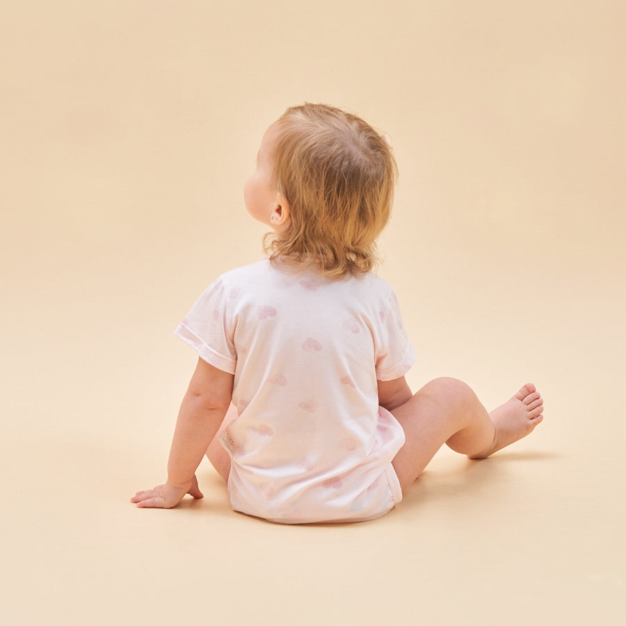 Silky Soft TENCEL Modal Bodysuit - Pink Heart - lifestyle view