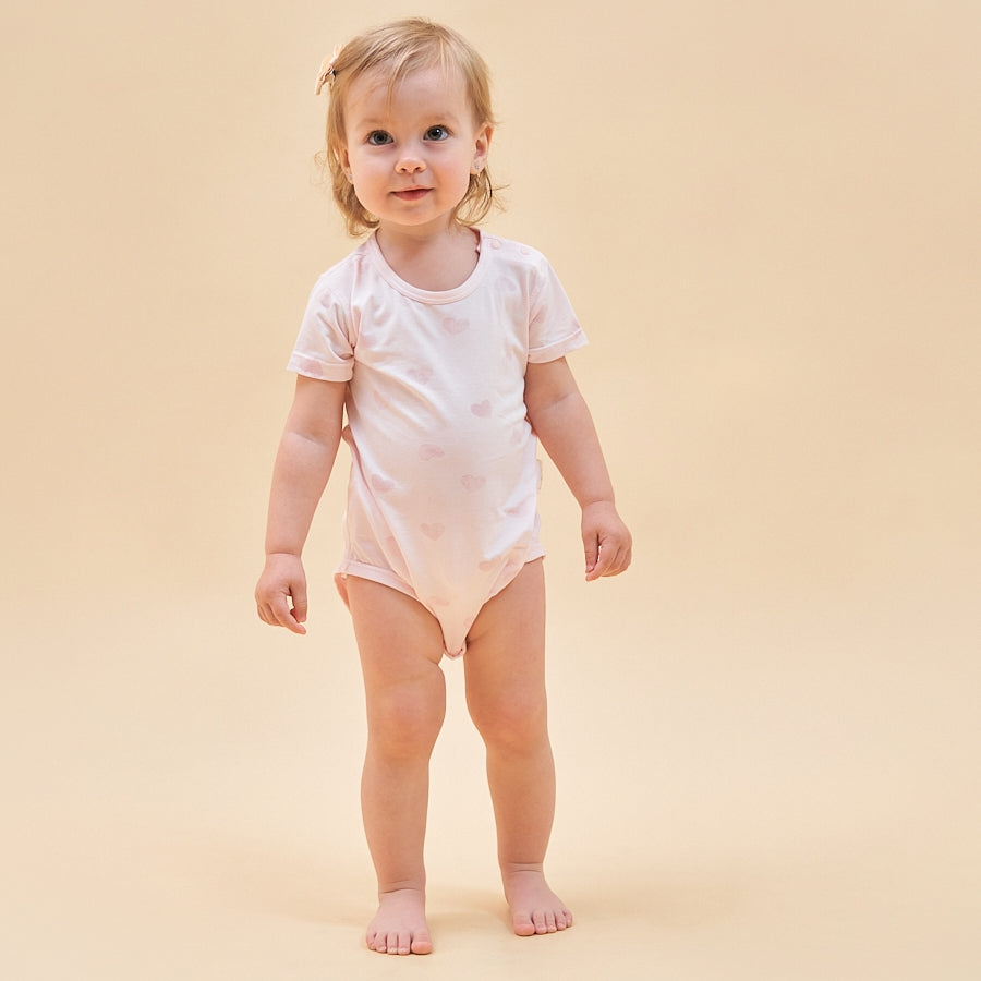 Silky Soft TENCEL Modal Bodysuit - Pink Heart