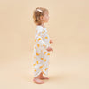 Super Soft TENCEL Modal & Organic Cotton Robe Long Sleeve - Yellow Moon - back view