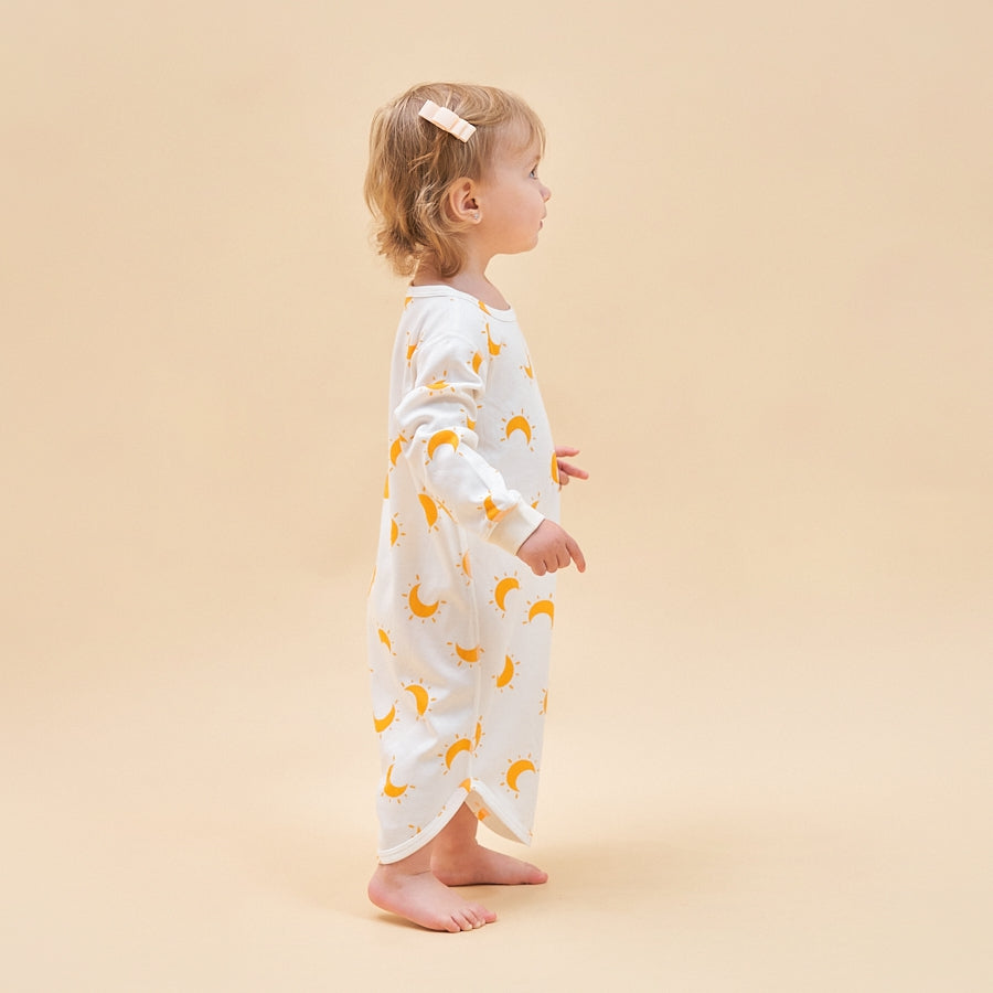 Super Soft TENCEL Modal & Organic Cotton Robe Long Sleeve - Yellow Moon - back view