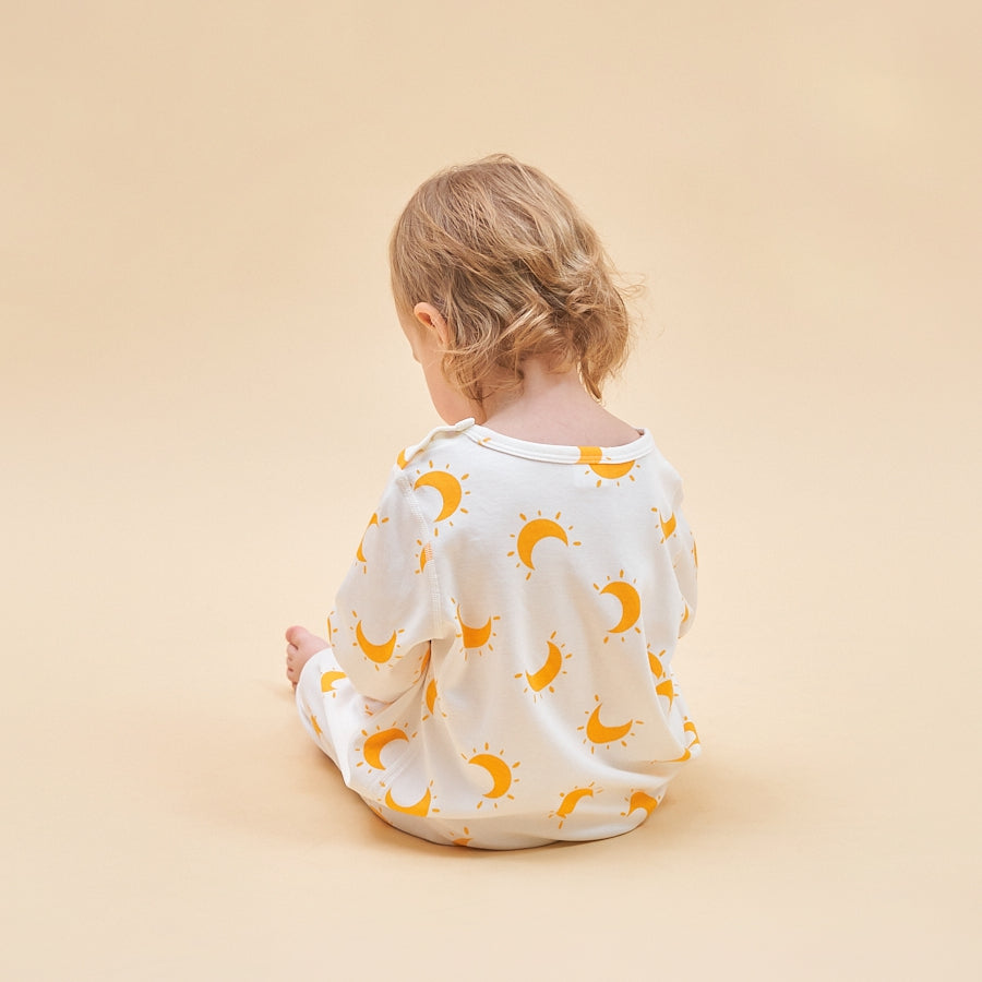 Super Soft TENCEL Modal & Organic Cotton Robe Long Sleeve - Yellow Moon - lifestyle view