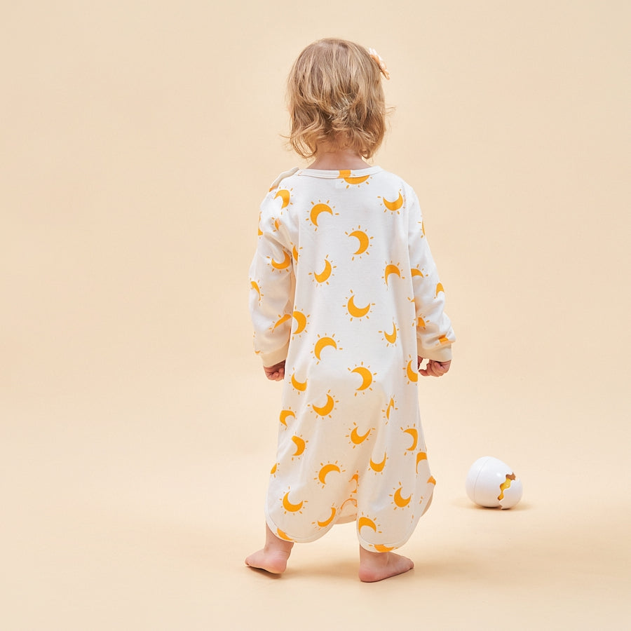 Super Soft TENCEL Modal & Organic Cotton Robe Long Sleeve - Yellow Moon - detail view