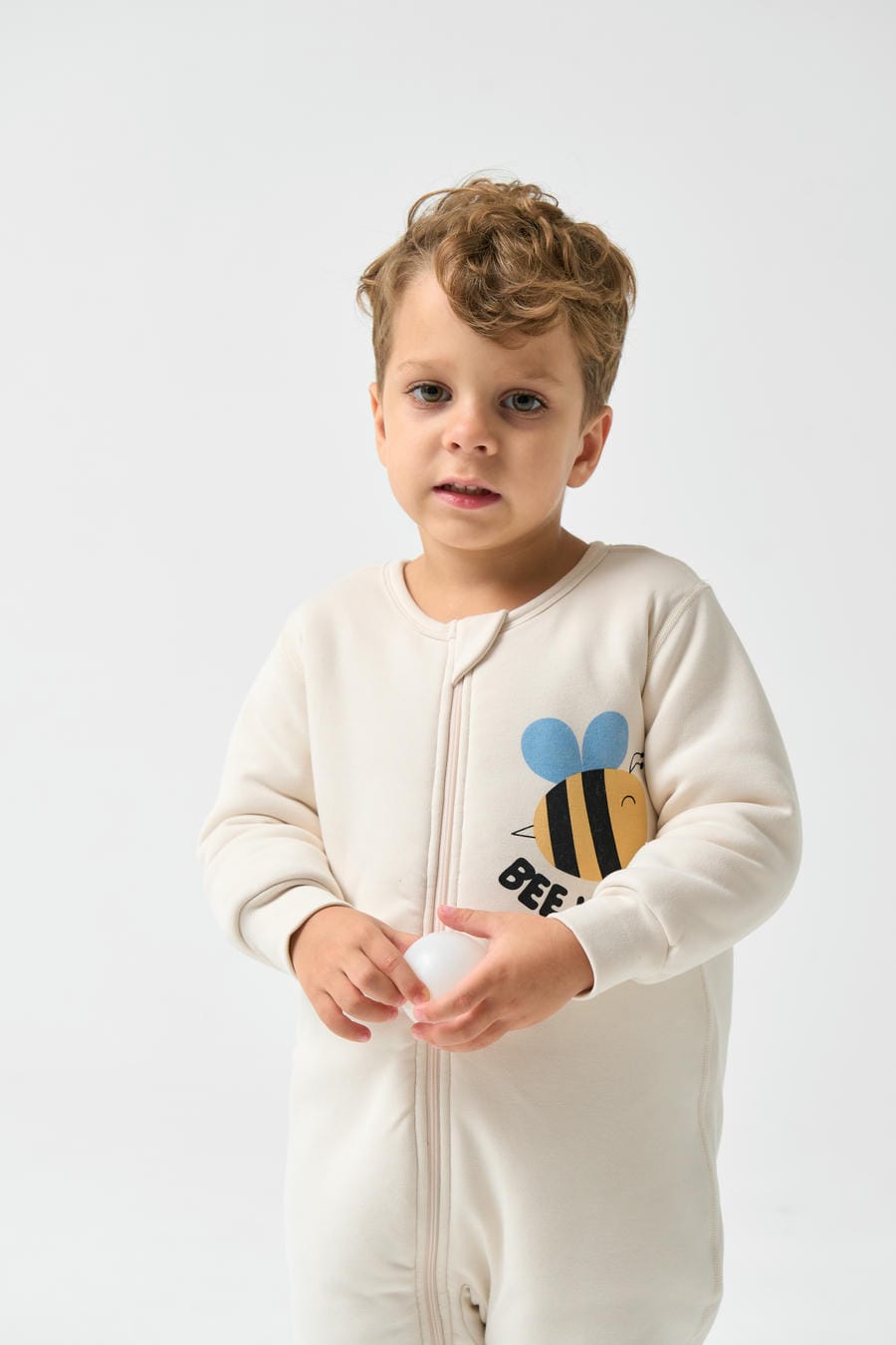 1.0T Super Soft Footie Two-way Zipper Padded Pajama - Bee Happy! - back view